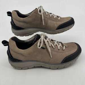 Clarks Wave Walk Waterproof Leather Sneakers Womens 8.5 M Tan Black 64661